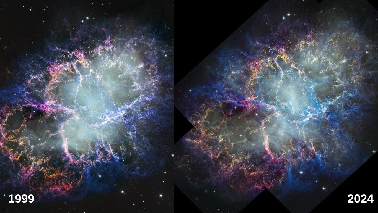 NASA, Yengeç Bulutsusu'nun 25 Yıllık Değişimini Görüntüledi